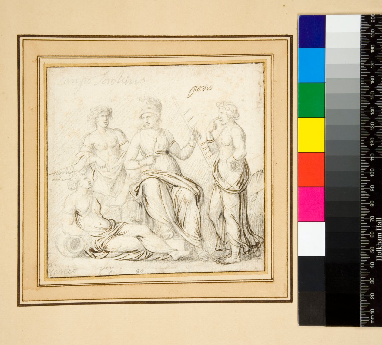 Atena i trzy kobiety. (długopis i ołówek) autorstwa Pietro Santi Bartoli