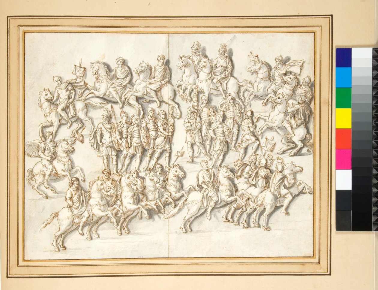 Podstawa kolumny Antoninusa Piusa, strona wschodnia (pióro i szara lawa) autorstwa Pietro Santi Bartoli