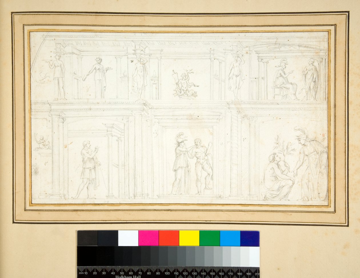 Fragment malowidła ściennego (ołówek) autorstwa Pietro Santi Bartoli