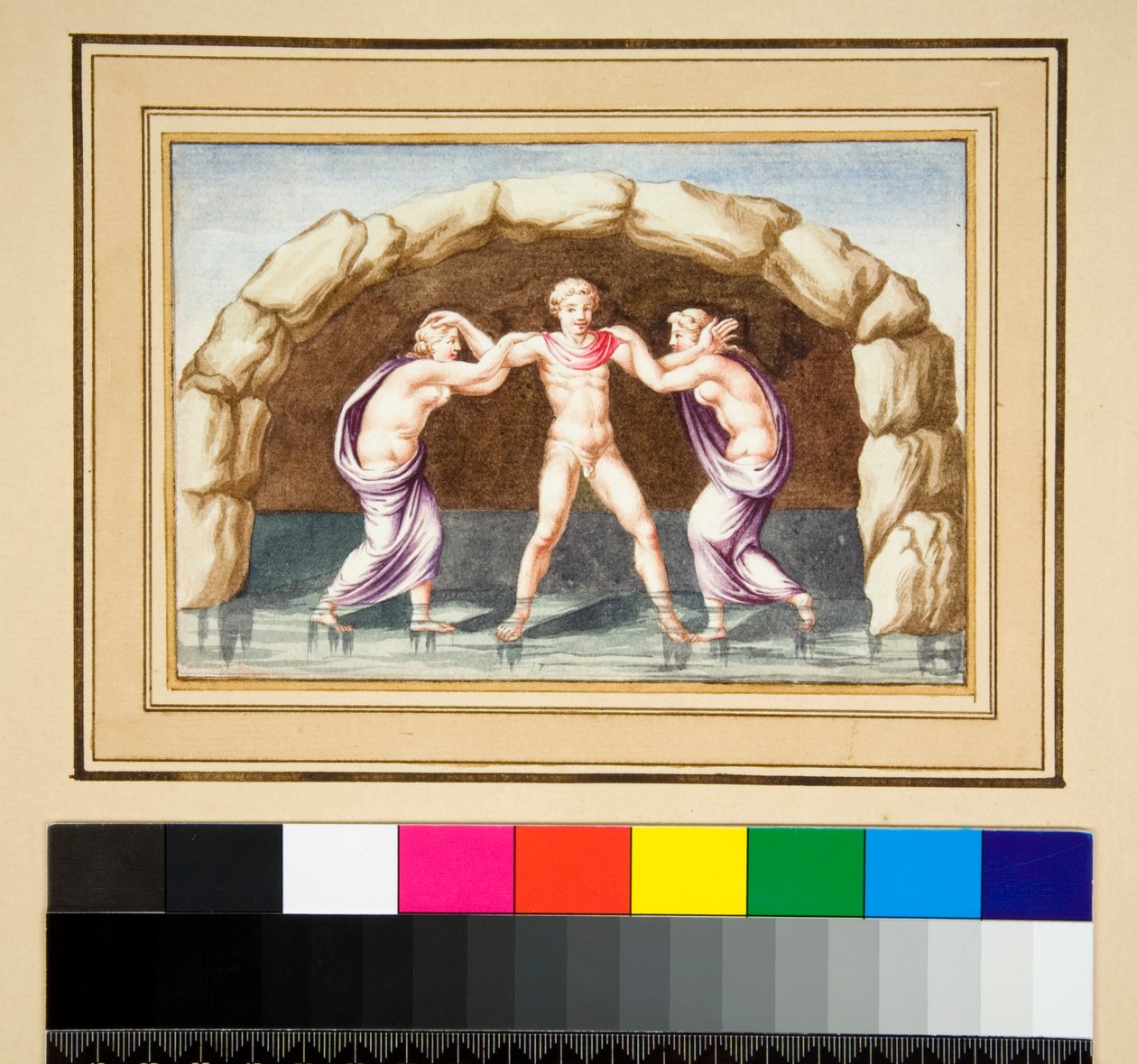 Hylas i nimfy (czarna kreda, niektóre pisakiem i brązowym tuszem. zabarwione akwarelą) autorstwa Pietro Santi Bartoli