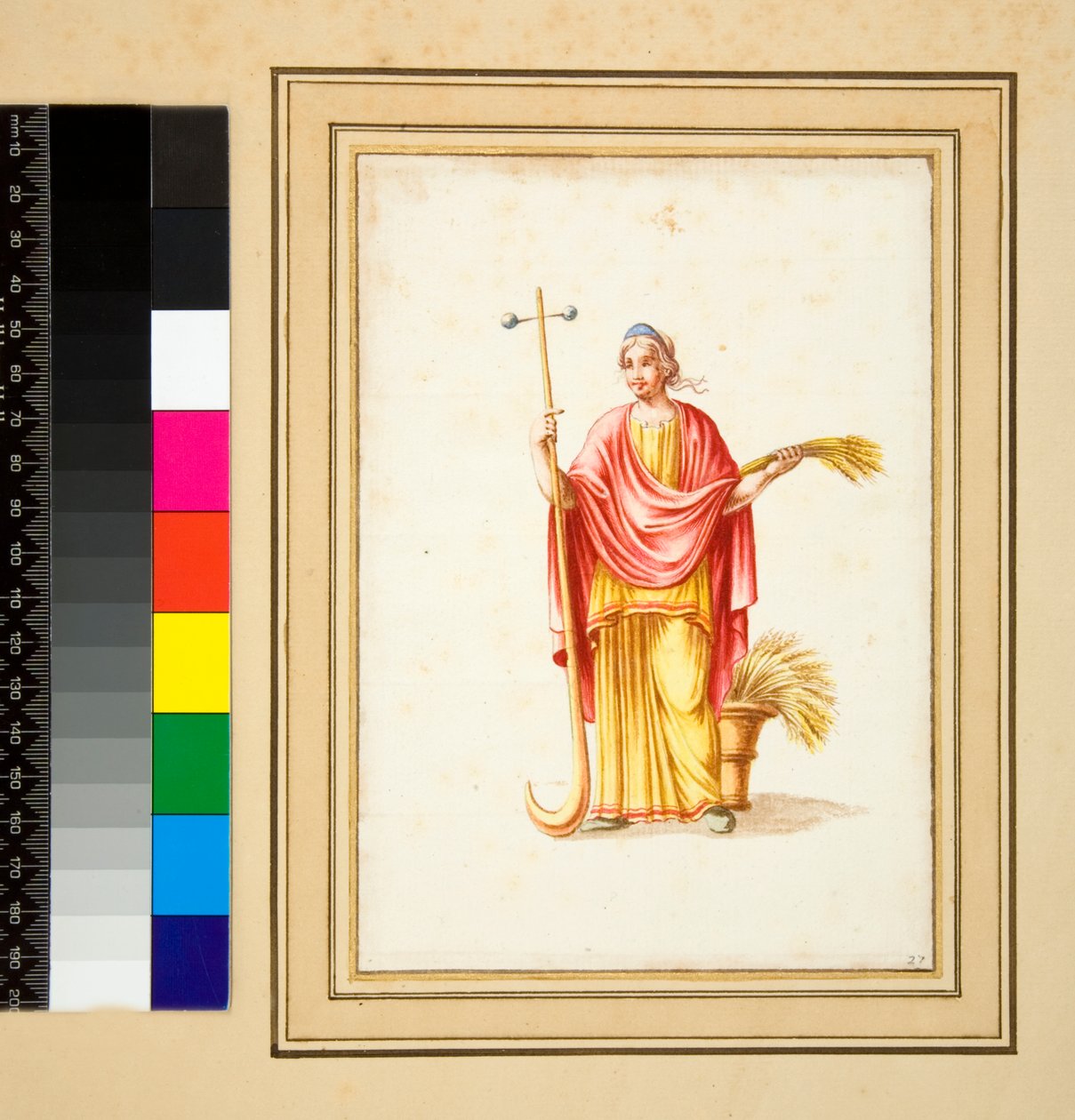 Duży projekt ściany z obrazami. (czarna kreda, niektóre pisakiem i brązowym tuszem. zabarwione akwarelą) autorstwa Pietro Santi Bartoli