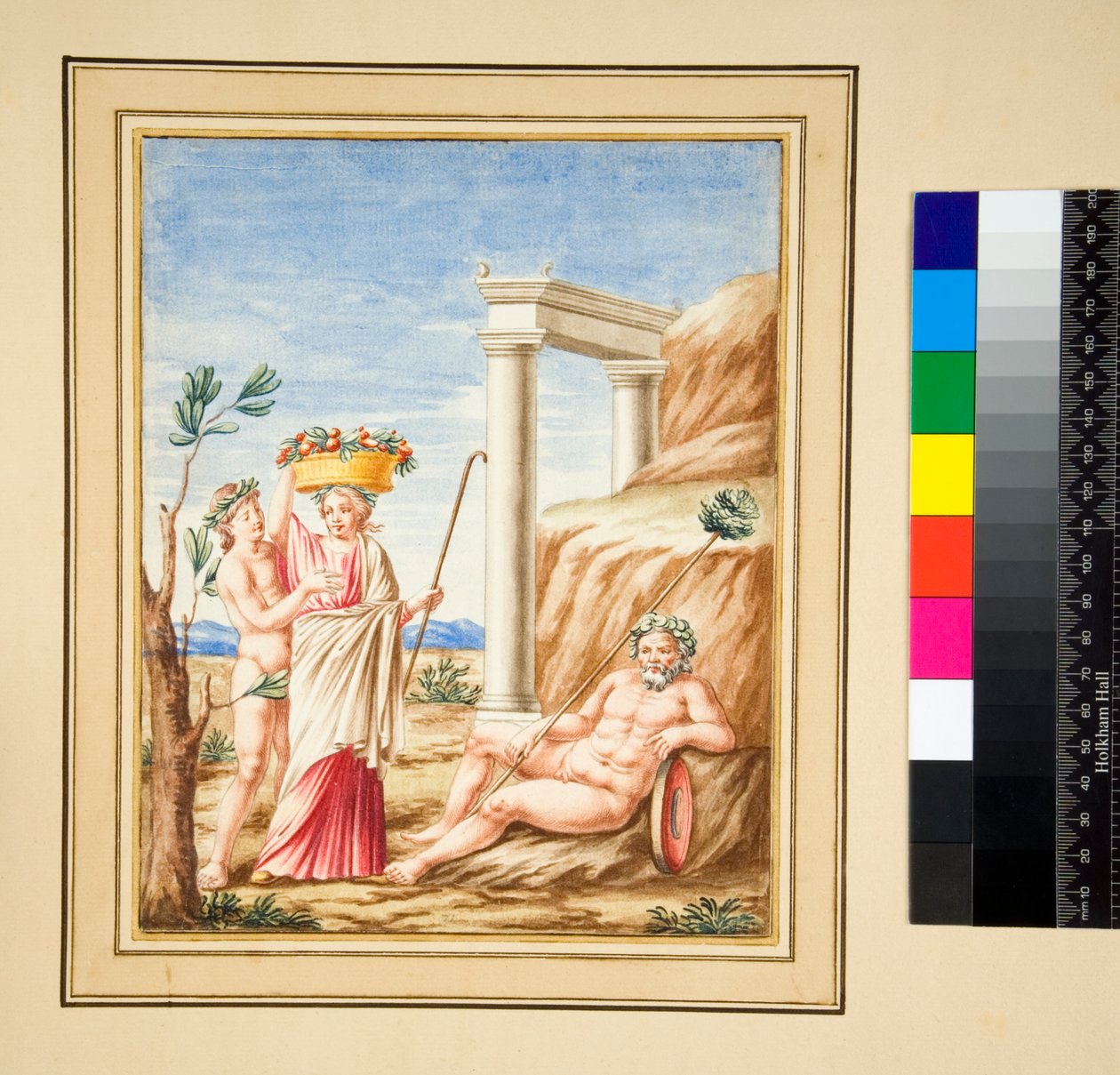 Leżący mężczyzna, dama i młodzieniec (czarna kreda, niektórzy z piórem i brązowym atramentem. pokolorowane akwarelą) autorstwa Pietro Santi Bartoli
