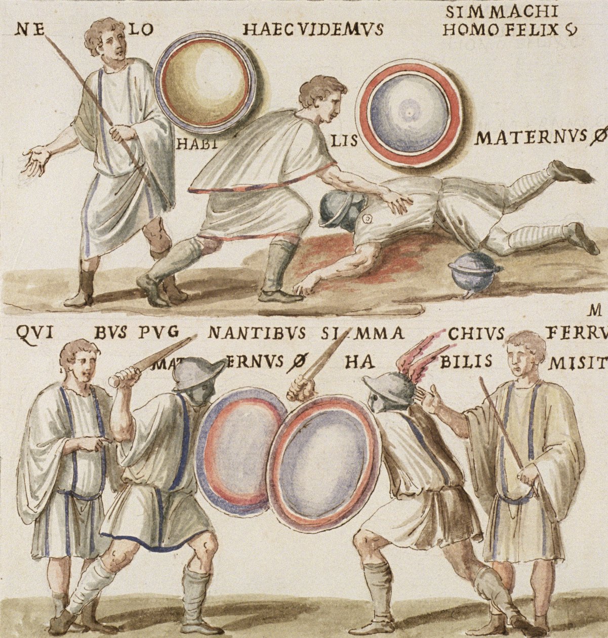 Ms Gen 1496 Plate CXVI Gladiators autorstwa Pietro Santi Bartoli