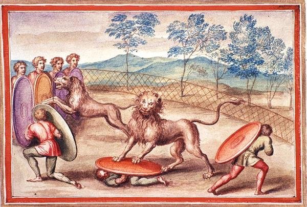 Pani Gen 1496 f.18 Oswajanie lwa autorstwa Pietro Santi Bartoli