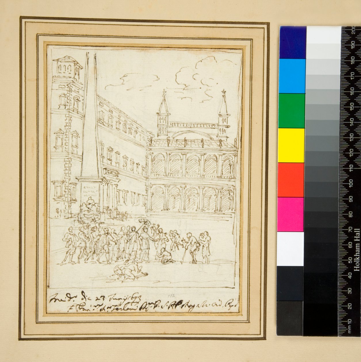Boczny portyk na Lateranie (pióro) autorstwa Pietro Santi Bartoli