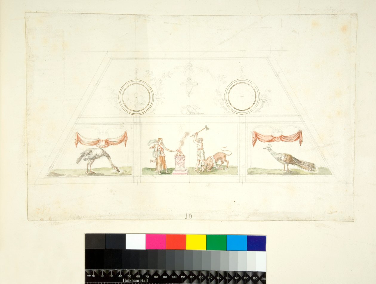 Sklepienie Willi Madama (czarna kreda, niektóre piórem i brązowym tuszem. zabarwione akwarelą) autorstwa Pietro Santi Bartoli