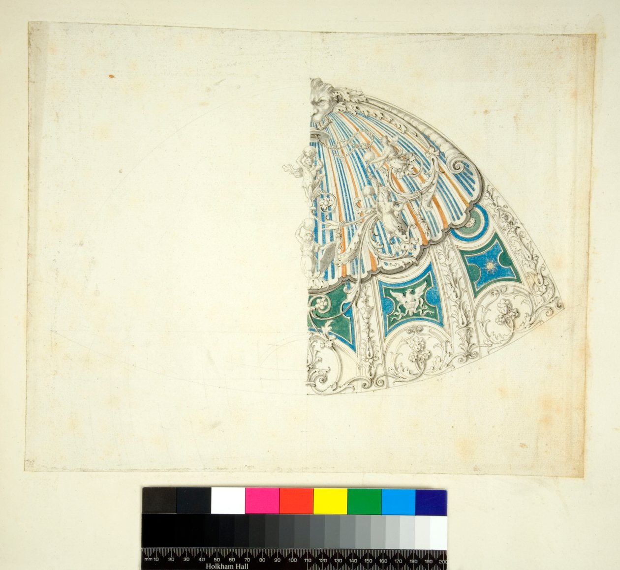 Sklepienie Willi Madama (czarna kreda, niektóre piórem i brązowym tuszem. zabarwione akwarelą) autorstwa Pietro Santi Bartoli