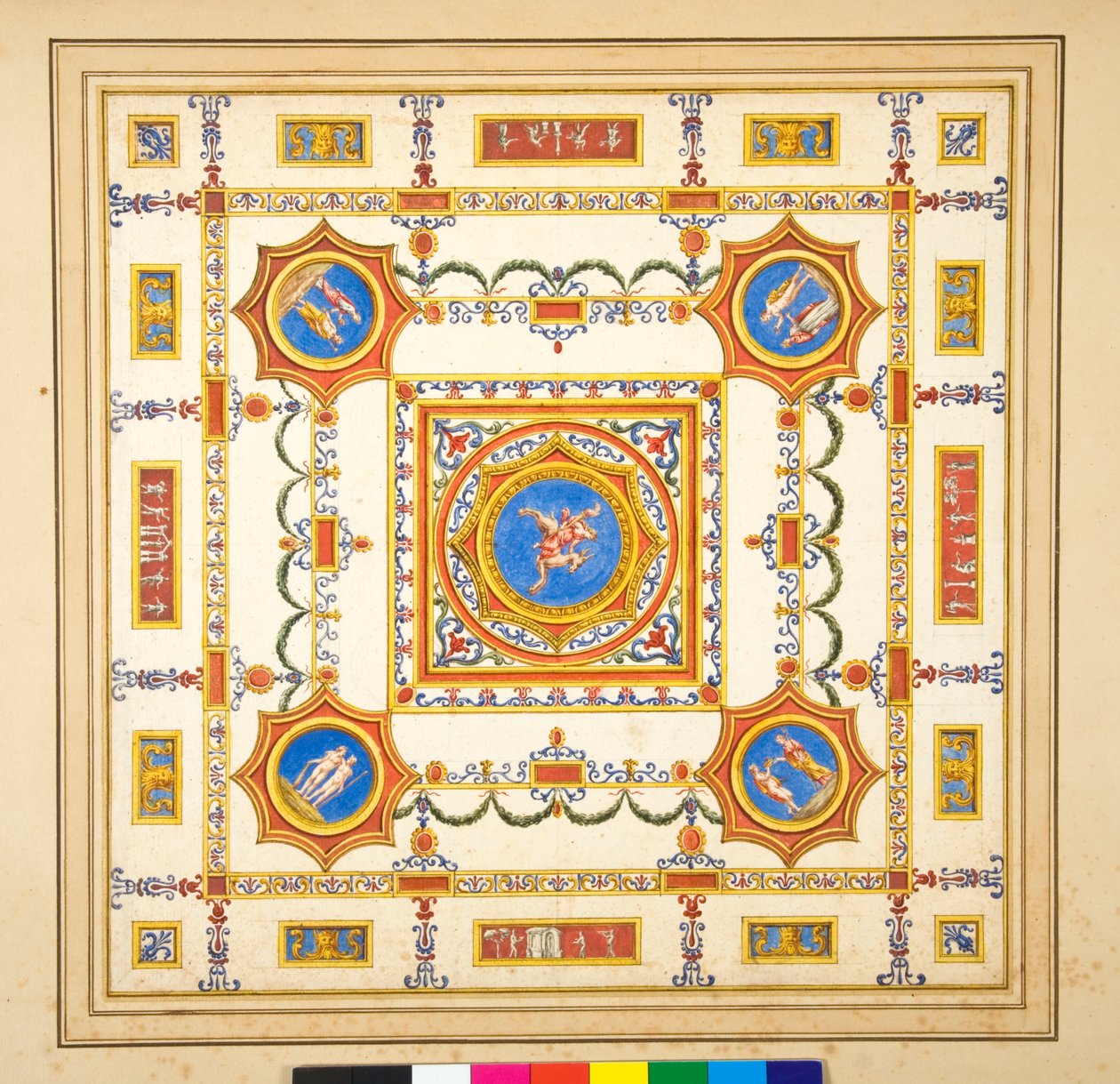 Volta del Palazzo di Augusto (czarna kreda, niektóre z piórem i brązowym tuszem. zabarwione akwarelą) autorstwa Pietro Santi Bartoli