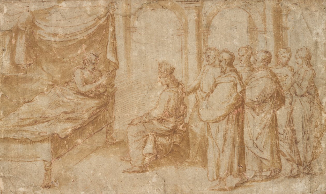 Salomon na łożu śmierci króla Dawida autorstwa Pietro Santo Bartoli
