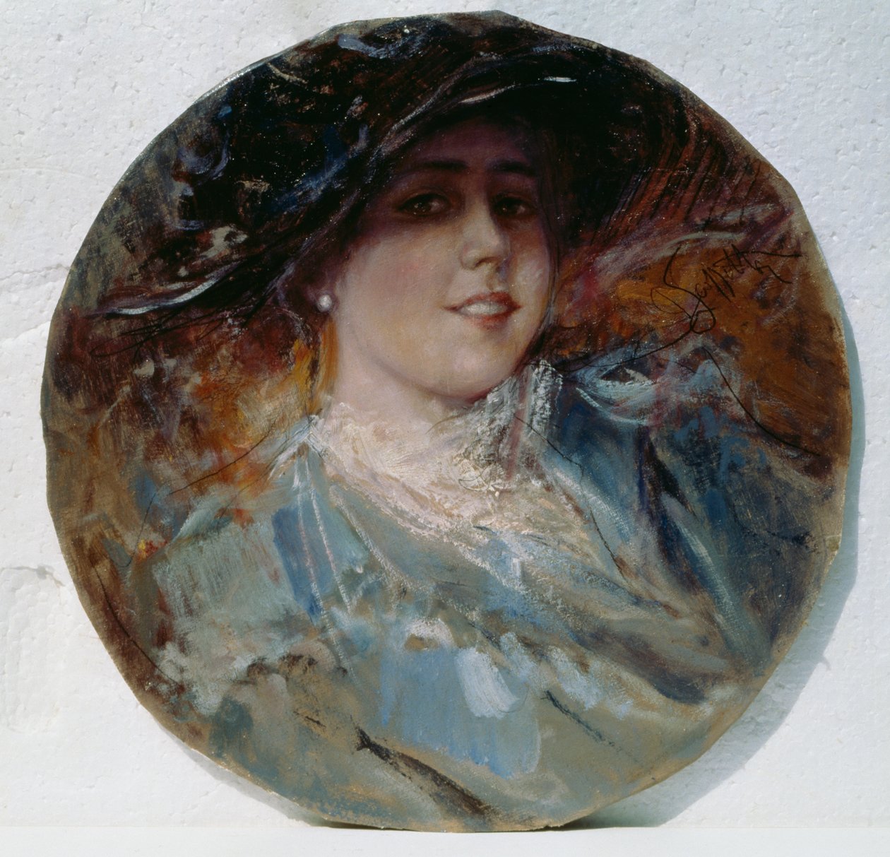 Promienny uśmiech, Pietro Scoppetta (1863-1920), olej na płótnie nałożony na tekturę, 37,5 cm autorstwa Pietro Scoppetta