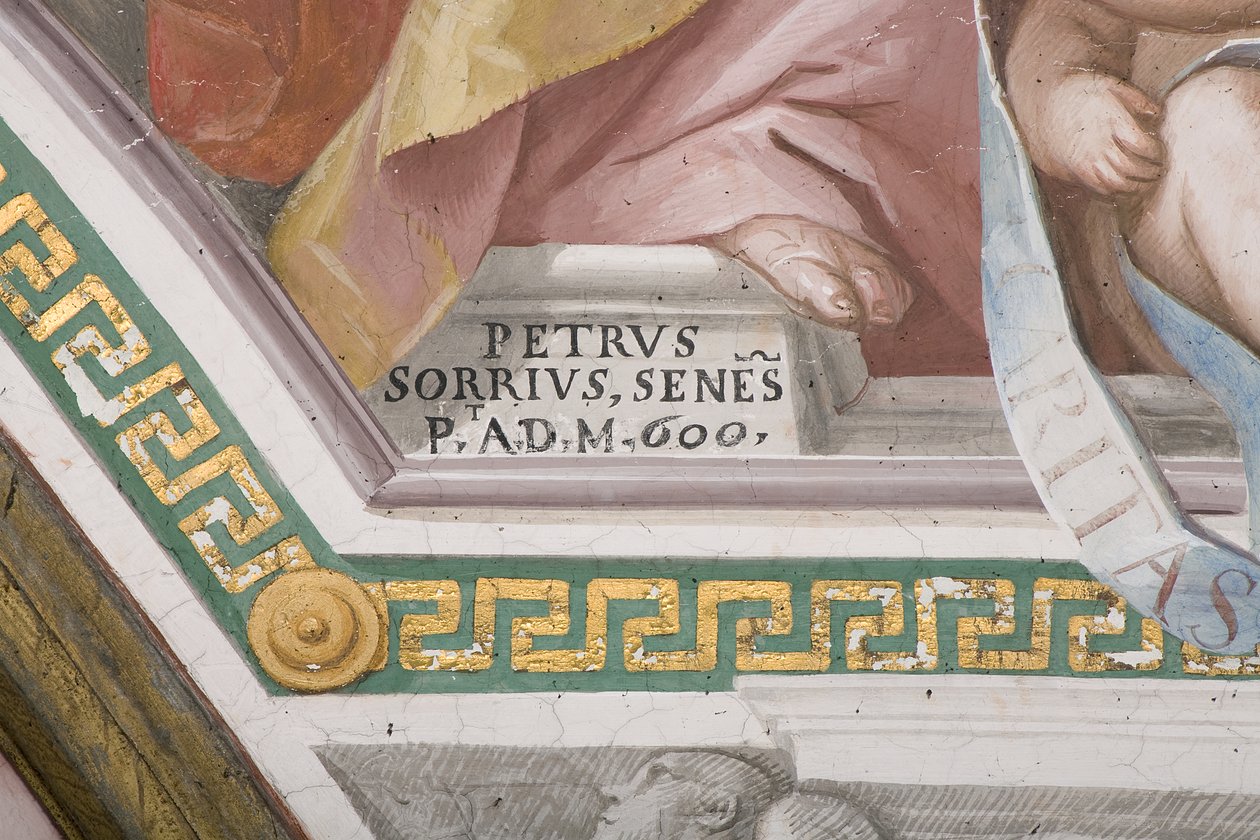 Sygnatura artysty, Koronacja Marii Panny (fresk) (detal 3496331) autorstwa Pietro Sorri