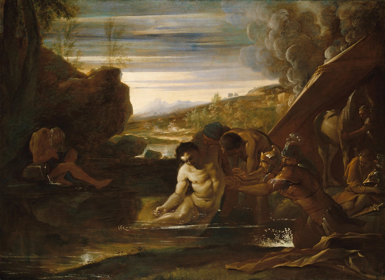 Aleksander Wielki uratowany z rzeki Cydnus, ok. godz. 1650. autorstwa Pietro Testa