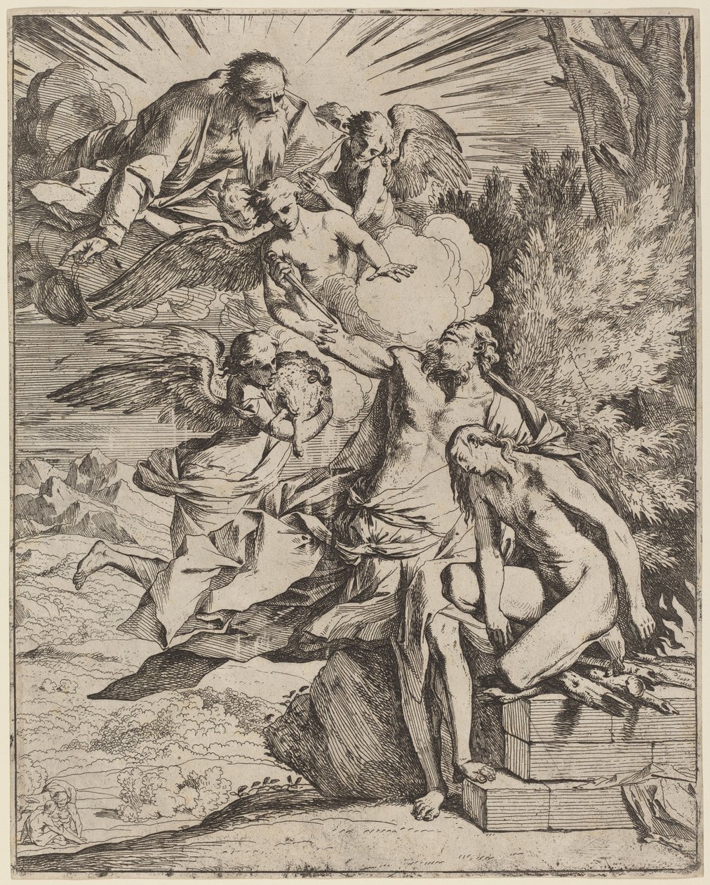 Ofiara Abrahama autorstwa Pietro Testa