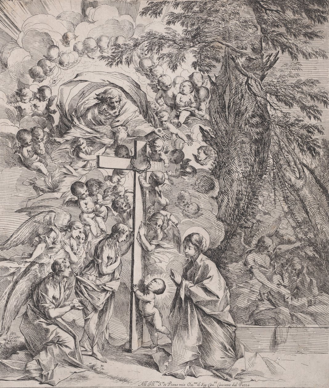 Sen św. Józefa, który śpi po prawej stronie, Dziewica z Dzieciątkiem przy krzyż..., ca. 1635-37. autorstwa Pietro Testa