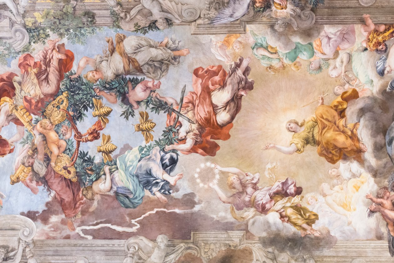 Triumf boskiej opatrzności, detal autorstwa Pietro da (1596 1669) Cortona