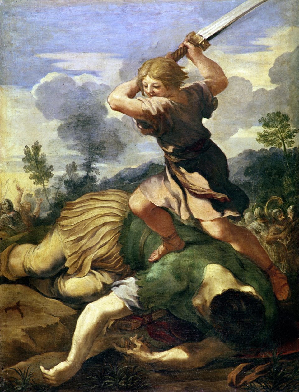 Dawid zabija Goliata (olej na płótnie) autorstwa Pietro da (1596 1669) Cortona