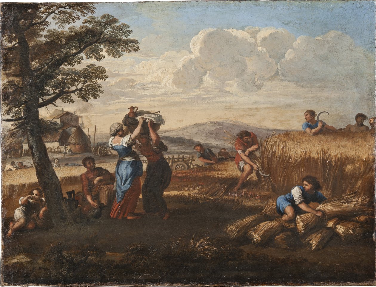 Pejzaż ze żniwami - Pejzaż ze żniwami, Cortona, Pietro da (1596-1669) (Pierre de Cortona). Olej na płótnie. Rozmiar: 50x65cm. Muzeum Narodowe w Sztokholmie autorstwa Pietro da Cortona