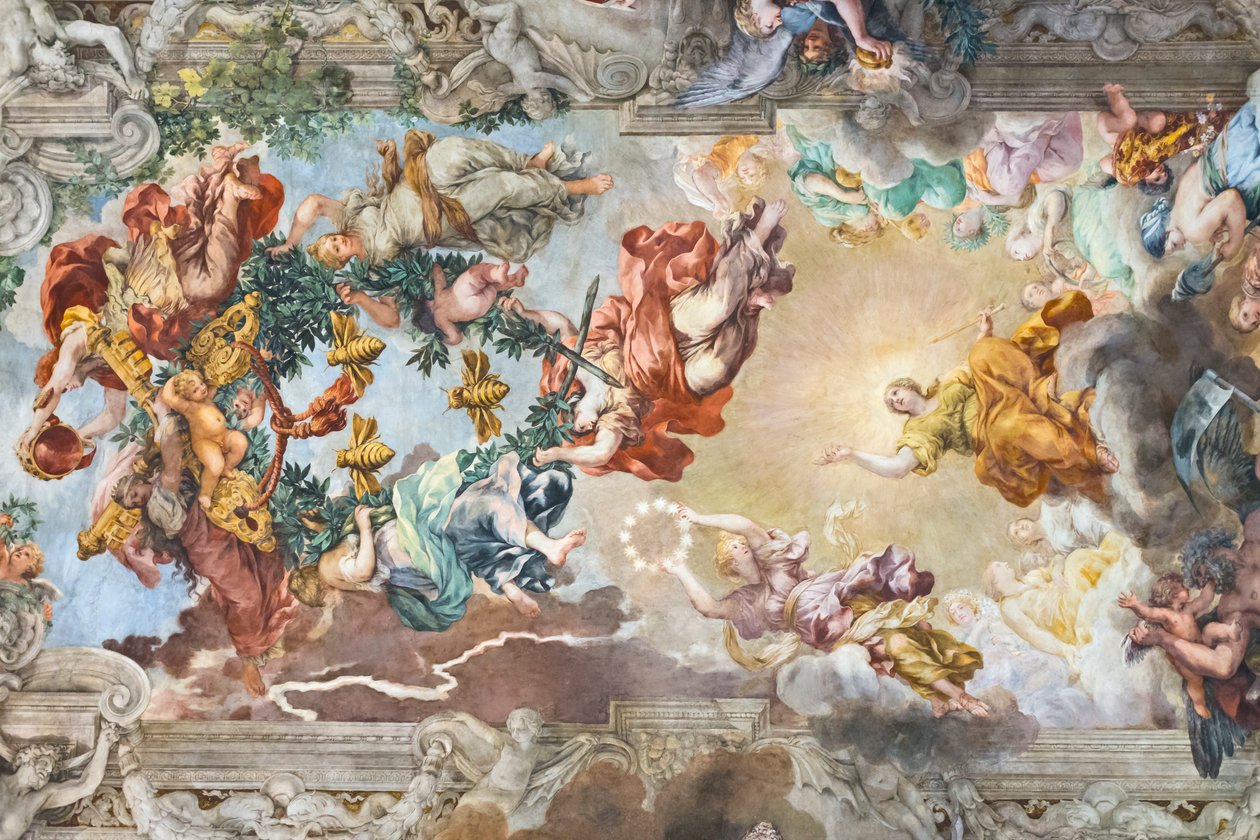 Triumf boskiej opatrzności, detal autorstwa Pietro da (1596 1669) Cortona