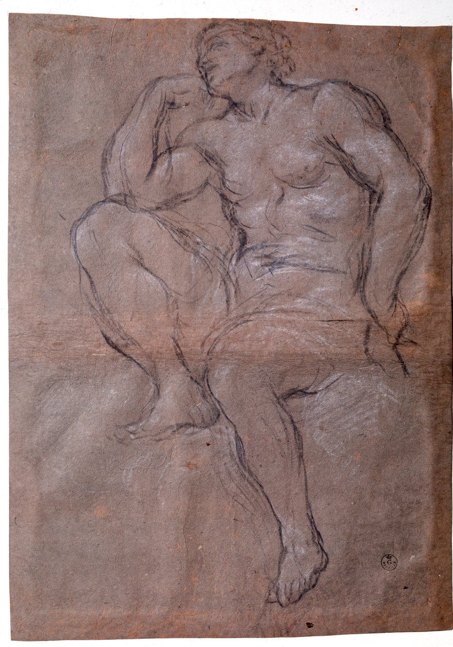 Młody mężczyzna, studium - Rysunek autorstwa Pietro da Cortona