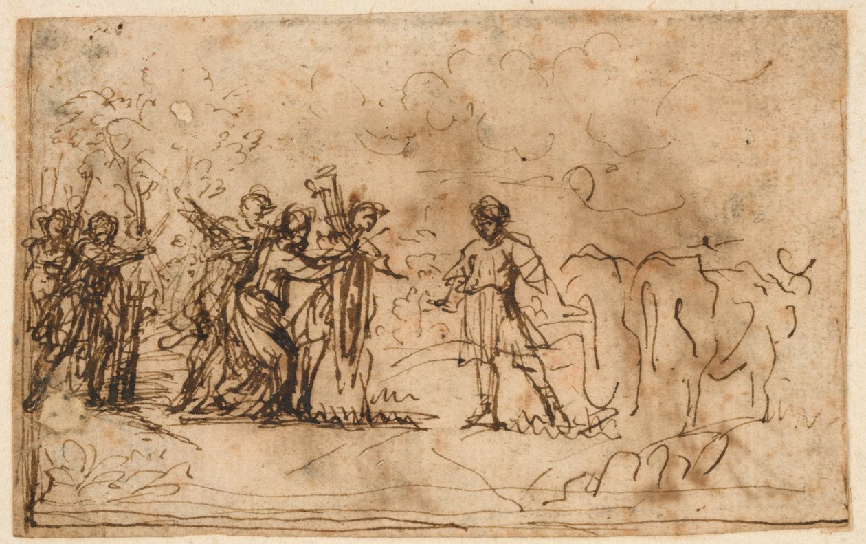 CIncinnatus Wezwany z pola, studium dla "Storia di Cincinnato", Galeria Villa Sacchetti (obecnie Chigi), Castelfusano autorstwa Pietro da Cortona