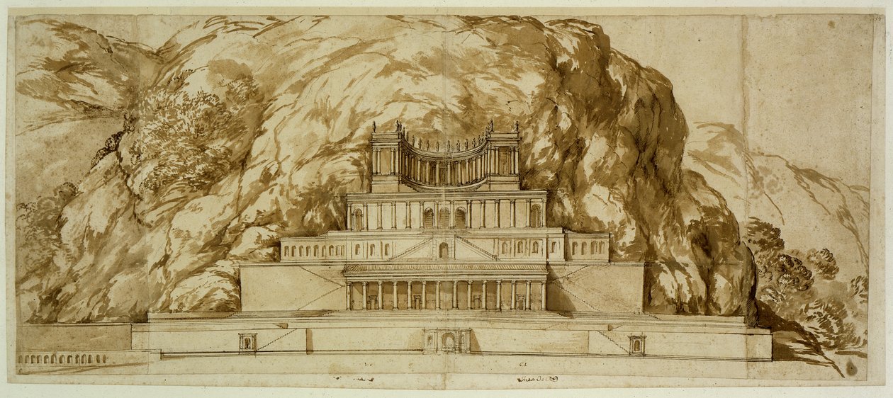 Rekonstrukcja świątyni w Palestrinie autorstwa Pietro da Cortona