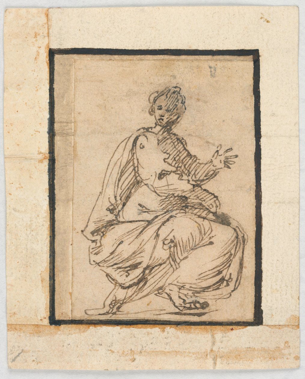 Strona ze szkicownika: Figura alegoryczna autorstwa Pietro da Cortona