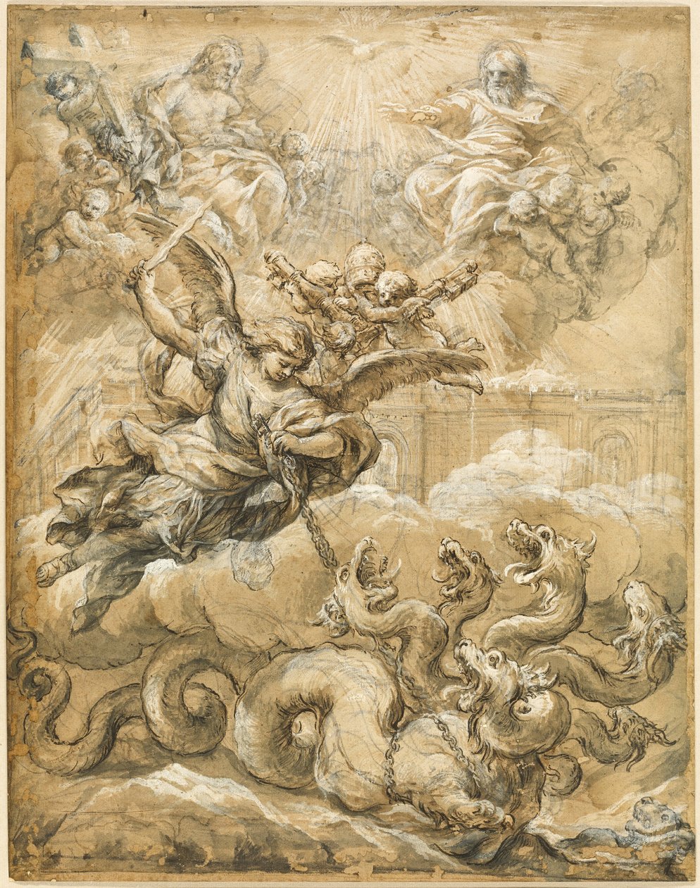 Trójca Święta ze świętym Michałem pokonującym smoka autorstwa Pietro da Cortona