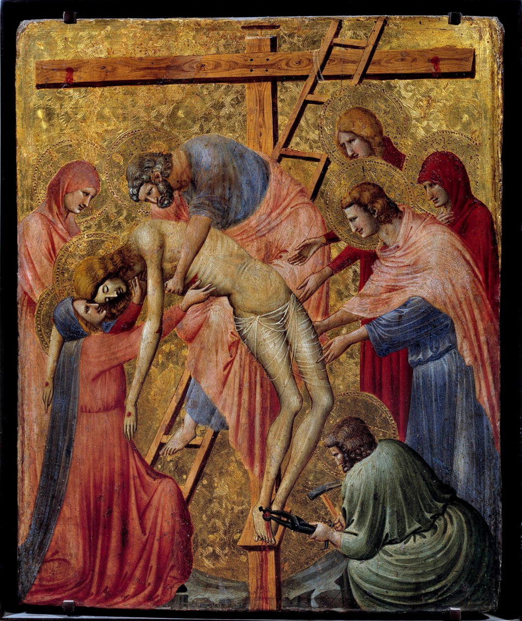 Pieta. „”Złożenie lub zstąpienie krzyża”” Ołtarz Pietro da Rimini (1. poł. XIV w.) Nd. 0,43x0,35m. autorstwa Pietro da Rimini