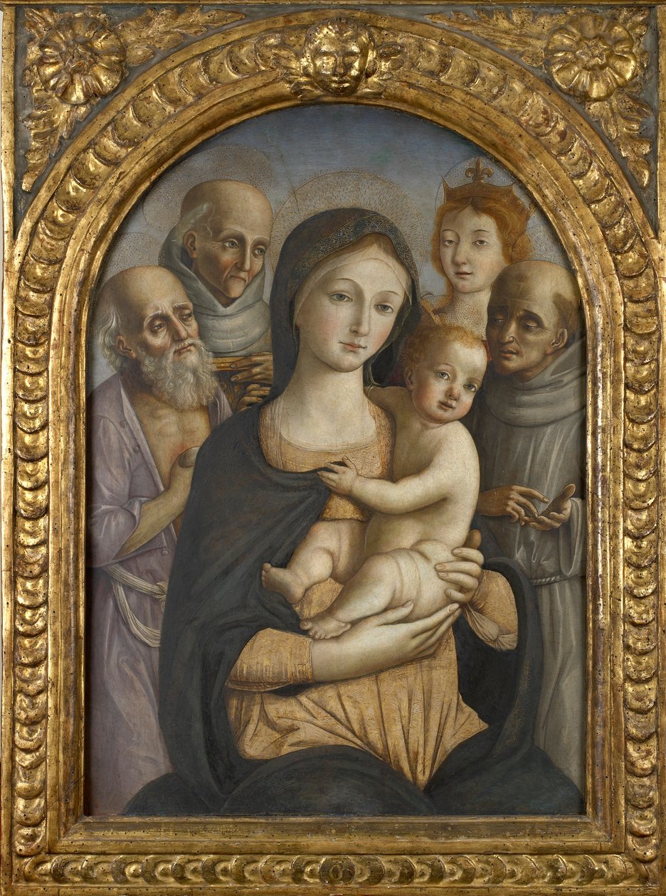 Dziewica z Dzieciątkiem z czterema świętymi, koniec XV w. autorstwa Pietro di Francesco degli Orioli