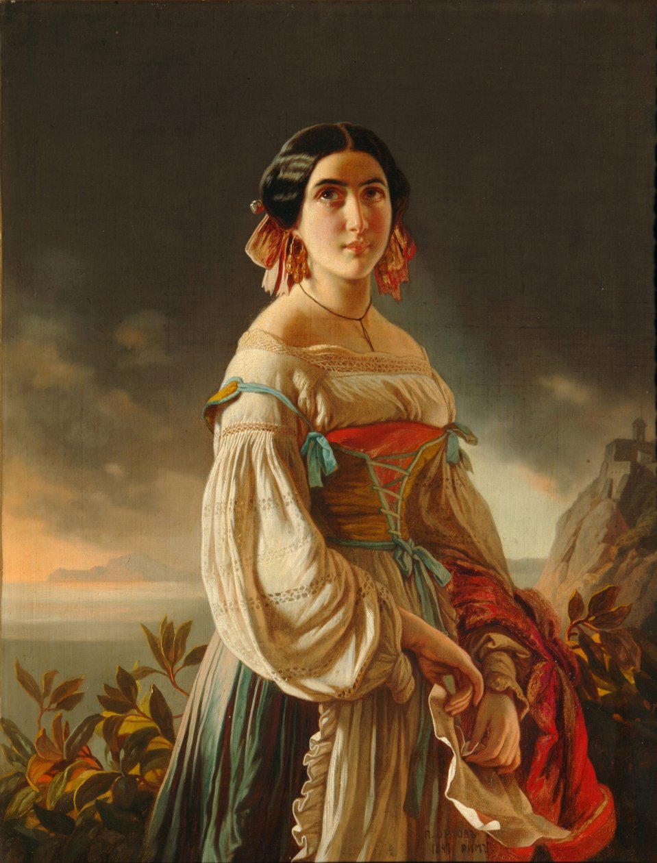 Portret księżniczki Liny Gagariny, 1847 autorstwa Pimen Nikitich Orlov