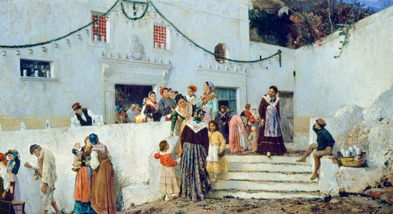 Świętowanie, Pio Joris (1843-1921), olej na płótnie, 93x160 cm autorstwa Pio Joris