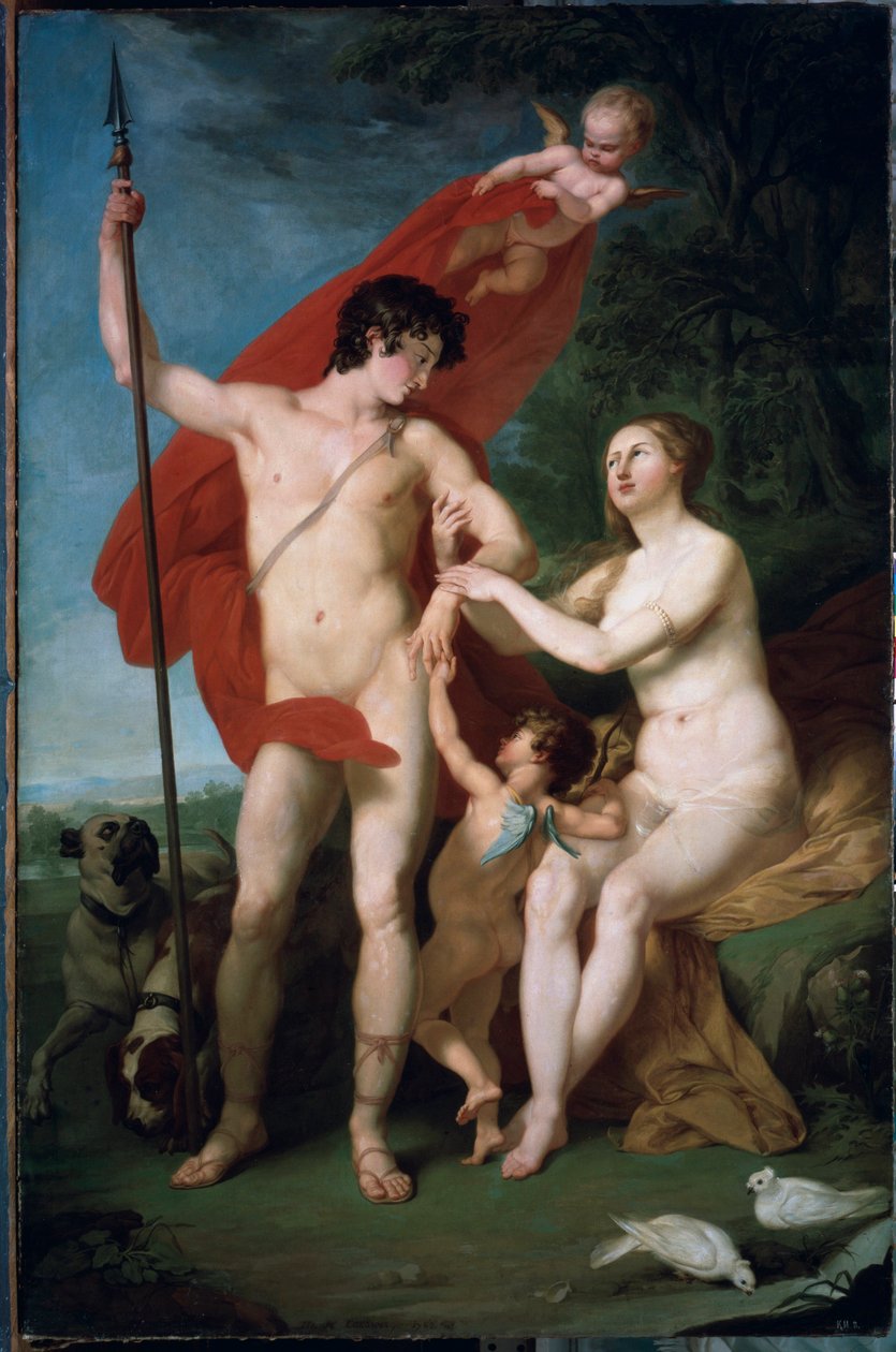 Wenus i Adonis (Wenus i Adonis) - Obraz Piotra (Piotra) Iwanowicza Sokołowa (1753-1791), olej na płótnie - Sztuka rosyjska autorstwa Piotr Ivanovich Sokolov