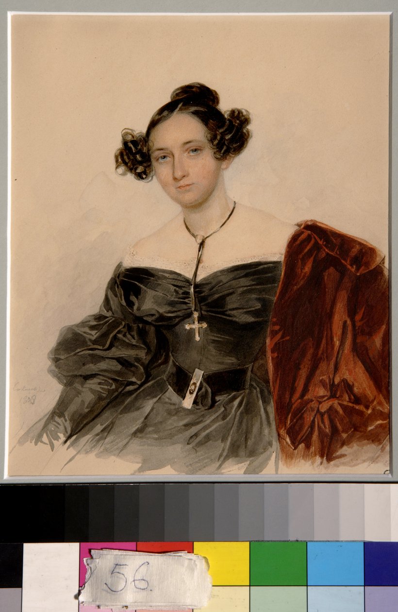 Portret hrabiny Nadieżdy Iwanowny Golicyny z domu Kutusowa (1796-1868) - Praca Piotra (Pierre) Sokołowa (1791-1848), akwarela na papierze (20,2x16,5 cm) autorstwa Piotr Sokolov