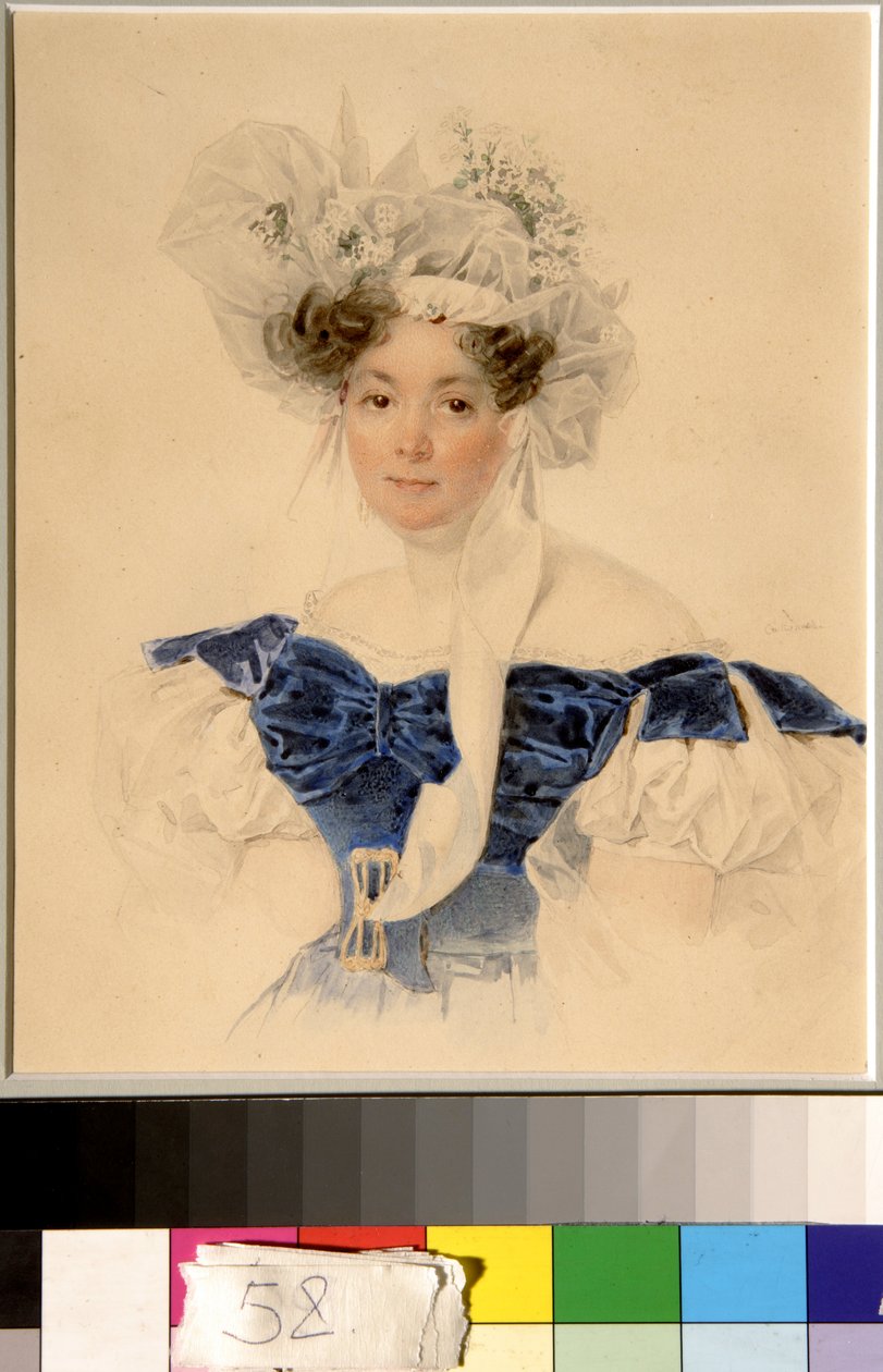 Portret hrabiny Varvara Golitsyna z Rumyantseva Kalgulska (1794-1875) - Praca Piotra (Pierre) Sokołowa (1791-1848), akwarela na papierze (20,6x16,6 cm) autorstwa Piotr Sokolov