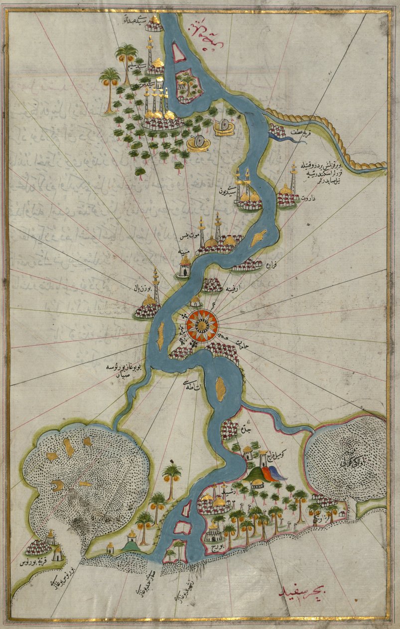 Mapa Nilu od jego południowego ujścia autorstwa Piri Reis