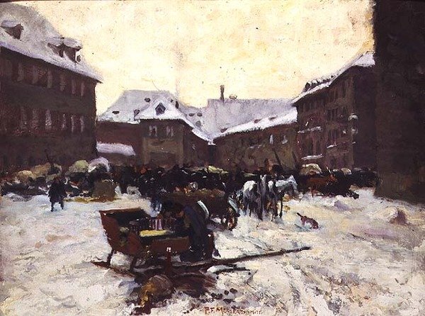 Zimowy krajobraz miasta autorstwa Pius Ferdinand Messerschmitt