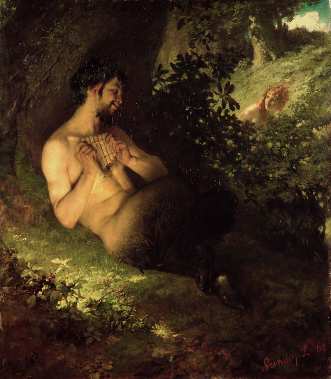 Faun i nimfa, 1868 autorstwa Pál Szinyei Merse