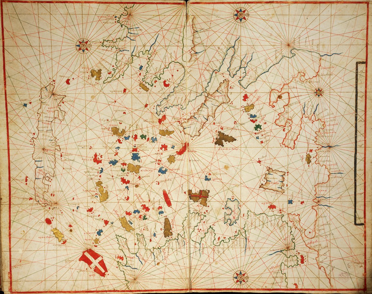 Mar Egeu, do atlas portulano composto por seis cartas, de Placido Caloiro e Francesco Oliva, Pergaminho. 1646. polonês autorstwa Placido Caloiro e Oliva