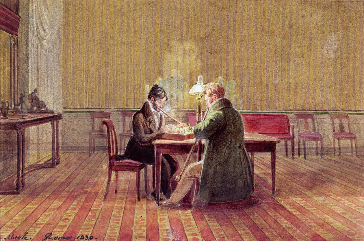 Adam Bernard Mickiewicz (1798-1855) gra w szachy z przyjacielem, 1830 autorstwa Polish School
