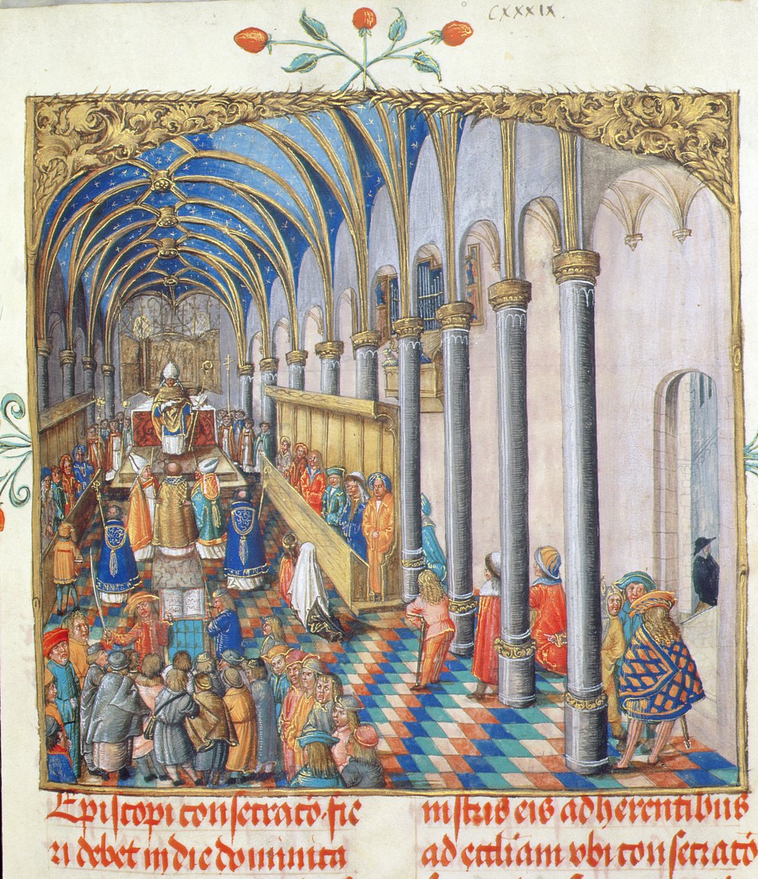 Konsekracja Biskupa z Papieskiego Biskupa Erazma Ciołka, ok. 1510 (tempera i złoto na pergaminie) autorstwa Polish School