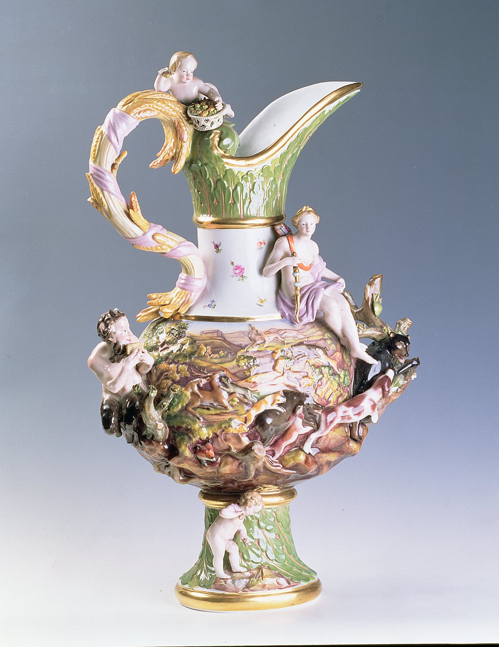 Ozdobny dzbanek przedstawiający Ziemię, wyprodukowany w Miśni, ok. 1860-80 (porcelana) autorstwa Polish School