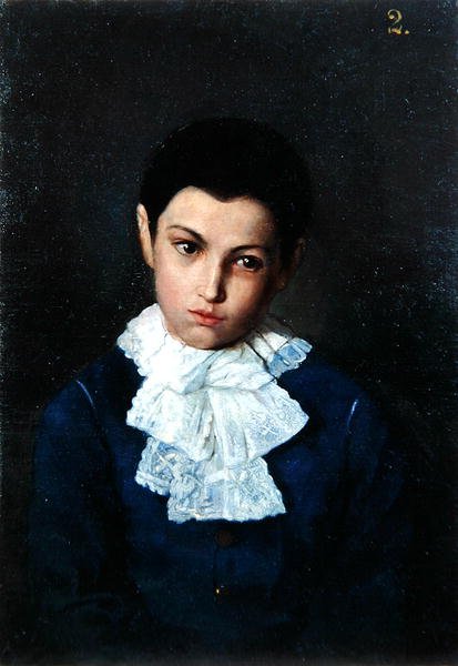 Portret chłopca z koronkowym kołnierzykiem (olej na płótnie) autorstwa Polish School