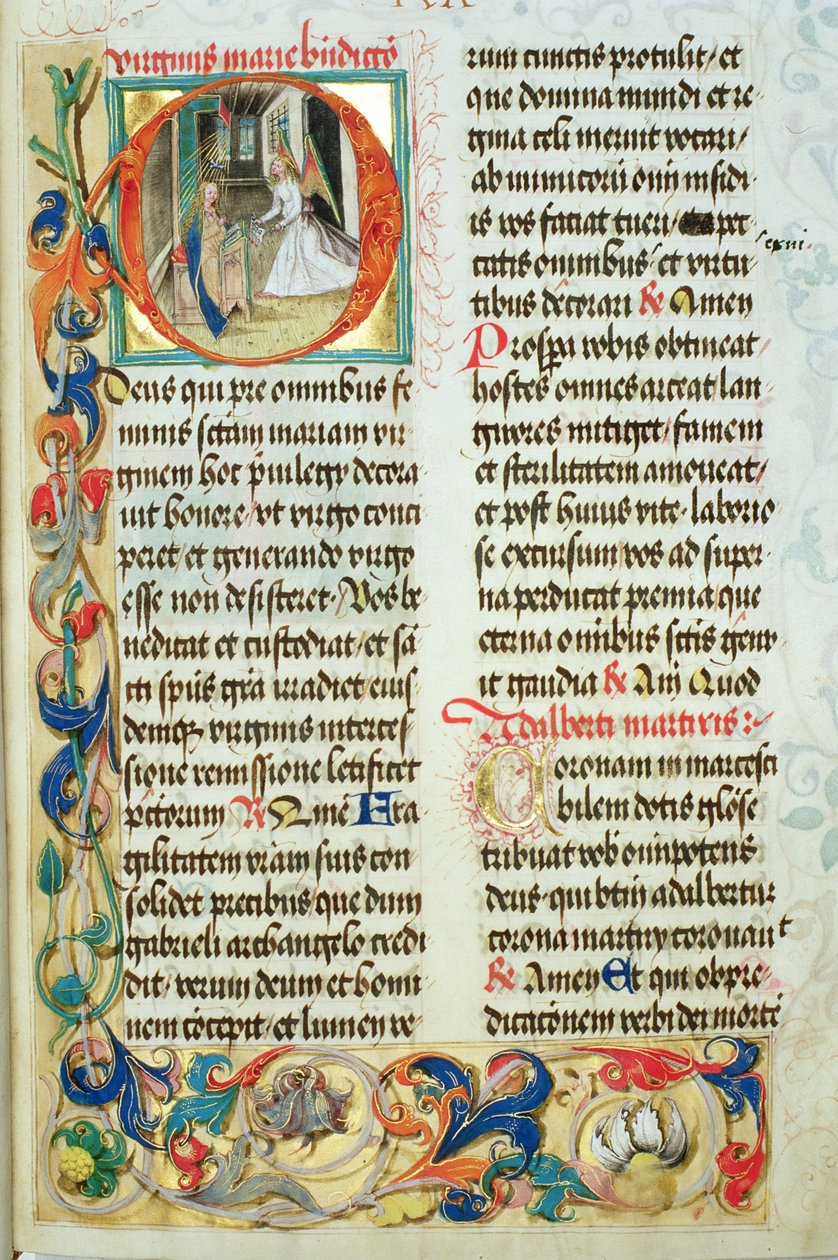 Zwiastowanie Papieskie Biskupa Erazma Ciołka, ok. 1510 (tempera i złoto na pergaminie) autorstwa Polish School