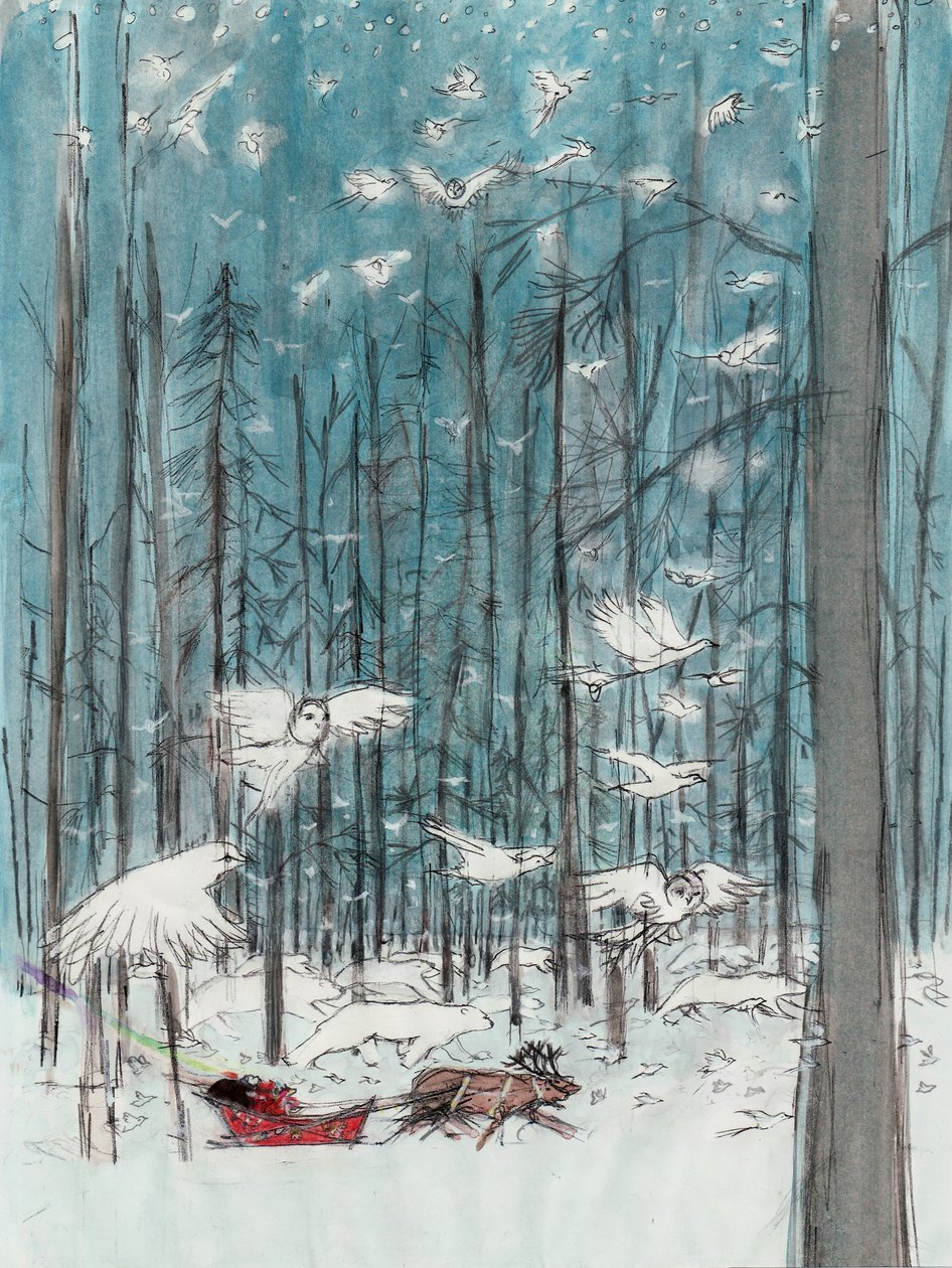 Magiczny las, 2010 (akwarela i gwasz na papierze) autorstwa Polly Horner