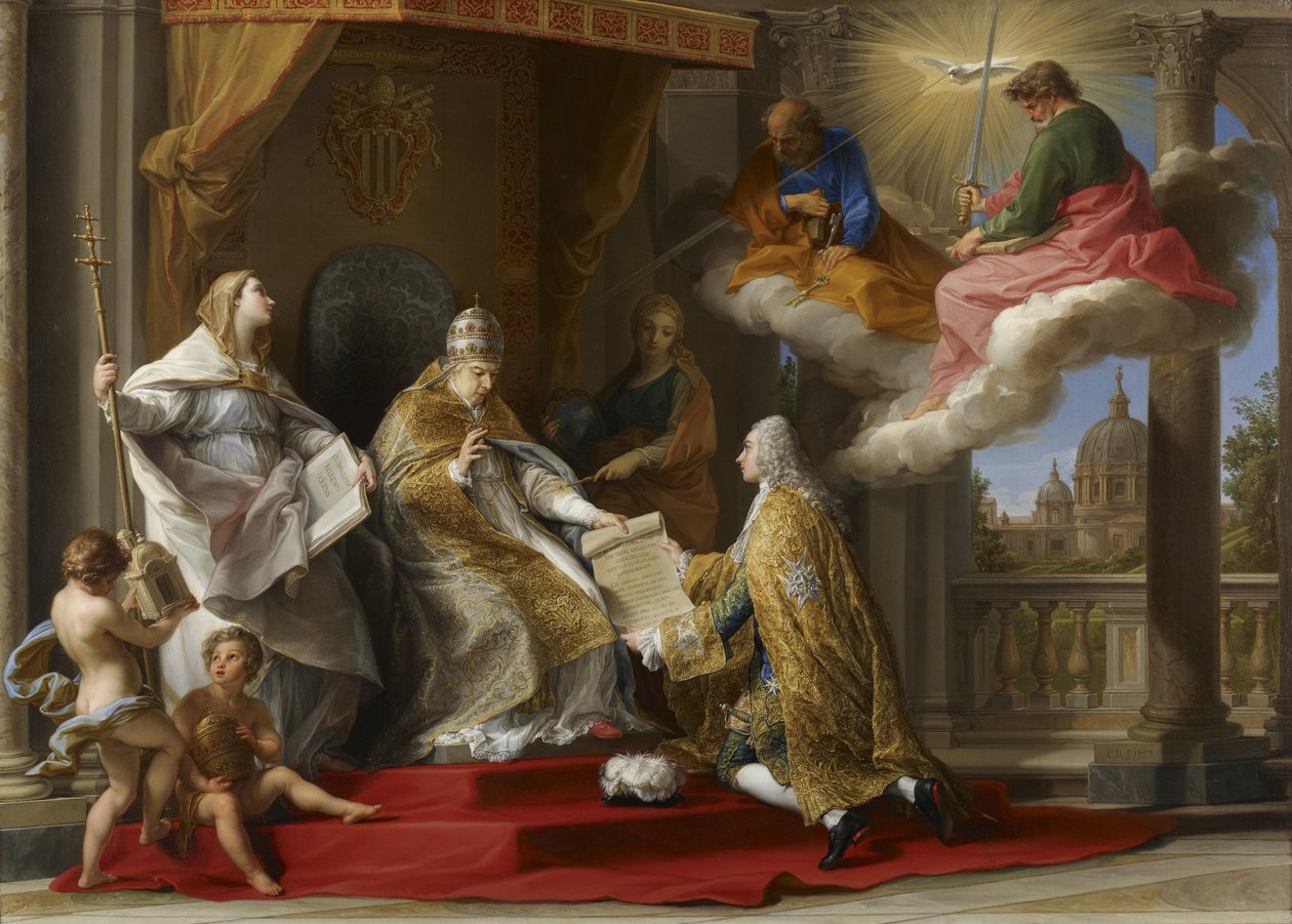 Papież Benedykt XIV przedstawiający encyklikę autorstwa Pompeo Batoni