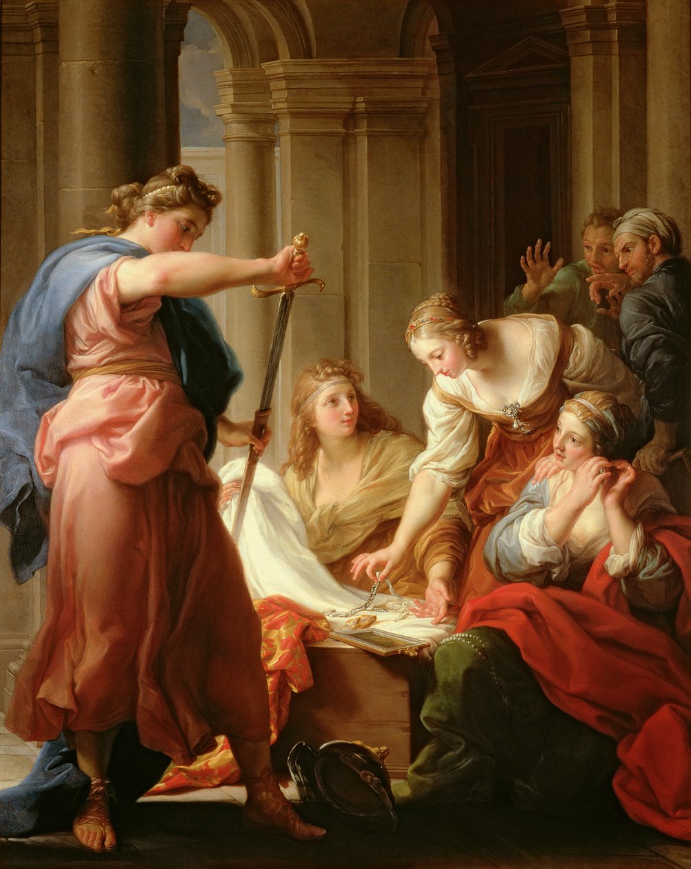 Achilles na dworze króla Lycomedesa z córkami, 1746 autorstwa Pompeo Girolamo Batoni