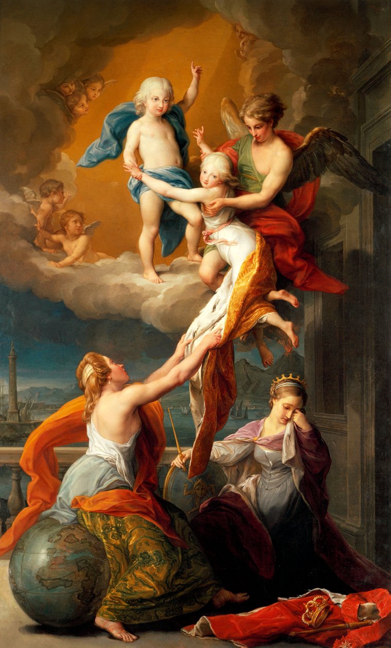 Alegoria śmierci dwojga dzieci Ferdynanda IV autorstwa Pompeo Batoniego (1708-1787). autorstwa Pompeo Girolamo Batoni
