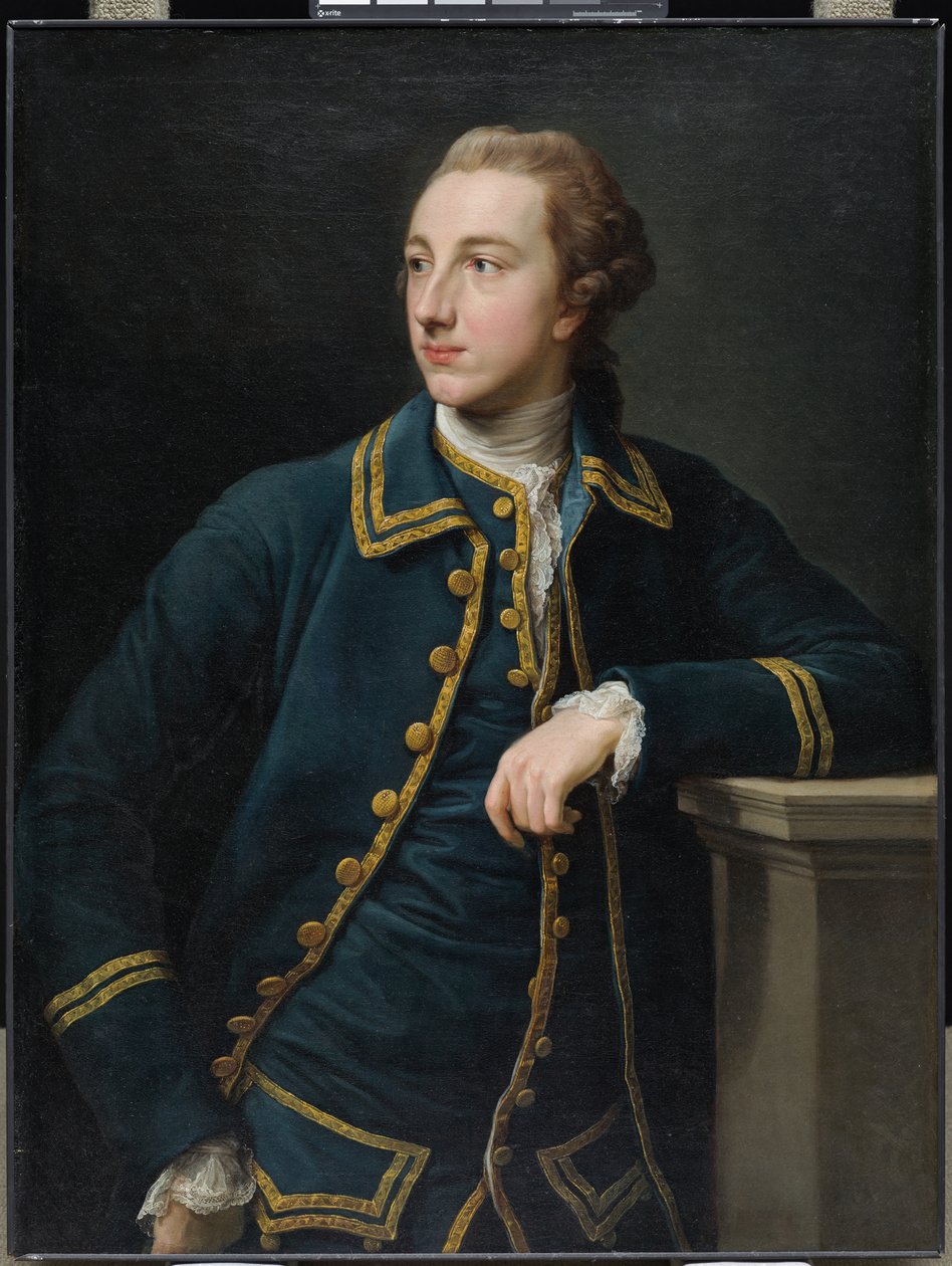 Portret mężczyzny w zielonym garniturze autorstwa Pompeo  Girolamo Batoni