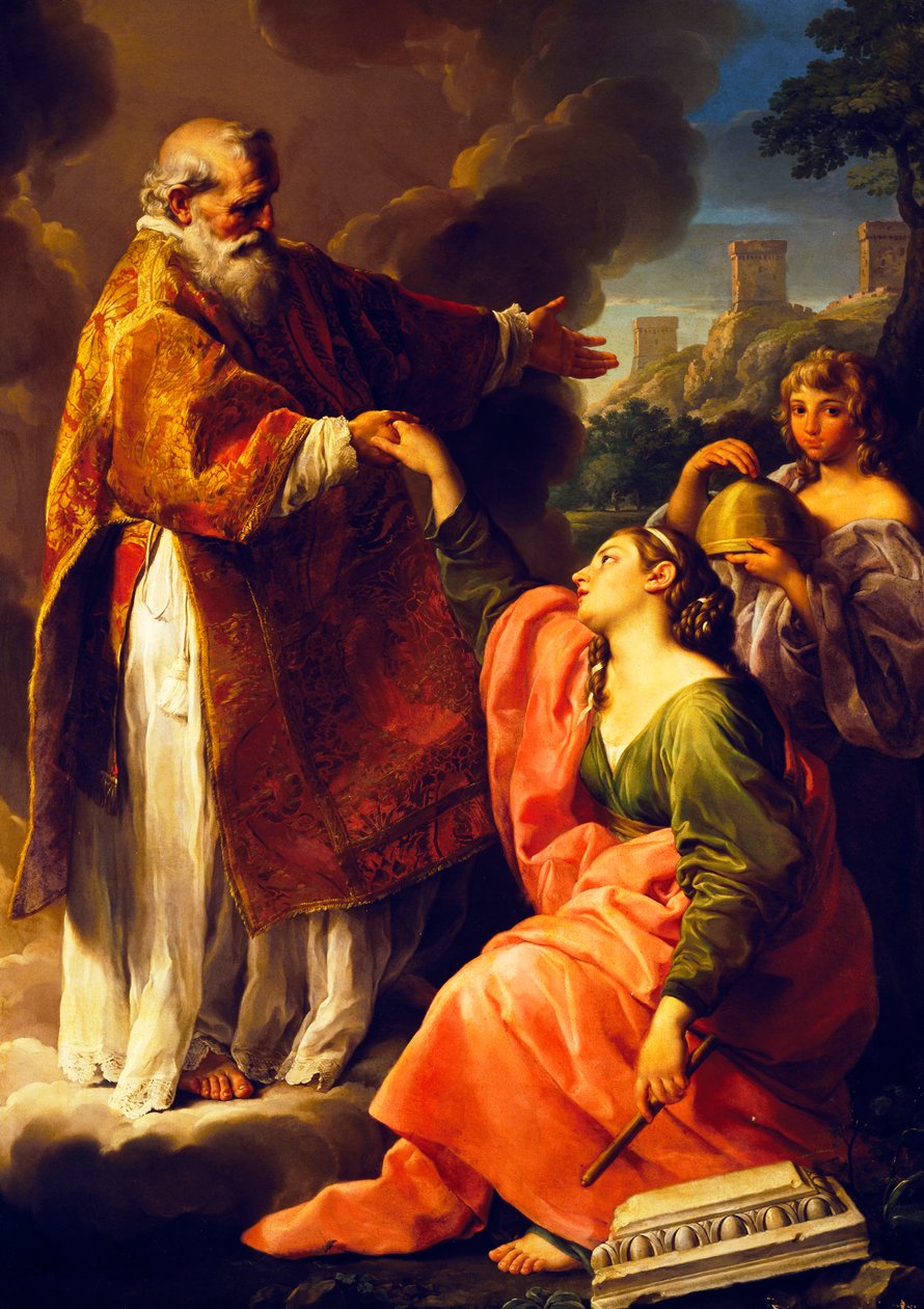 San Marino podnosi Republikę, autorstwa Pompeo Batoniego (1708-1787), obraz. autorstwa Pompeo Girolamo Batoni