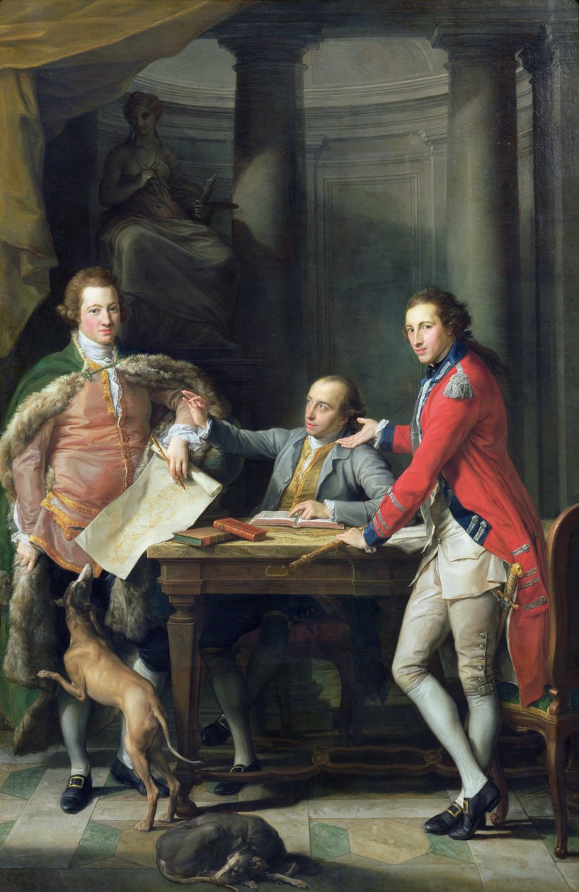 Sir Watkin Williams-Wynn (1748-89), Thomas Apperley (1734-1819) i kapitan Edward Hamilton autorstwa Pompeo Girolamo Batoni